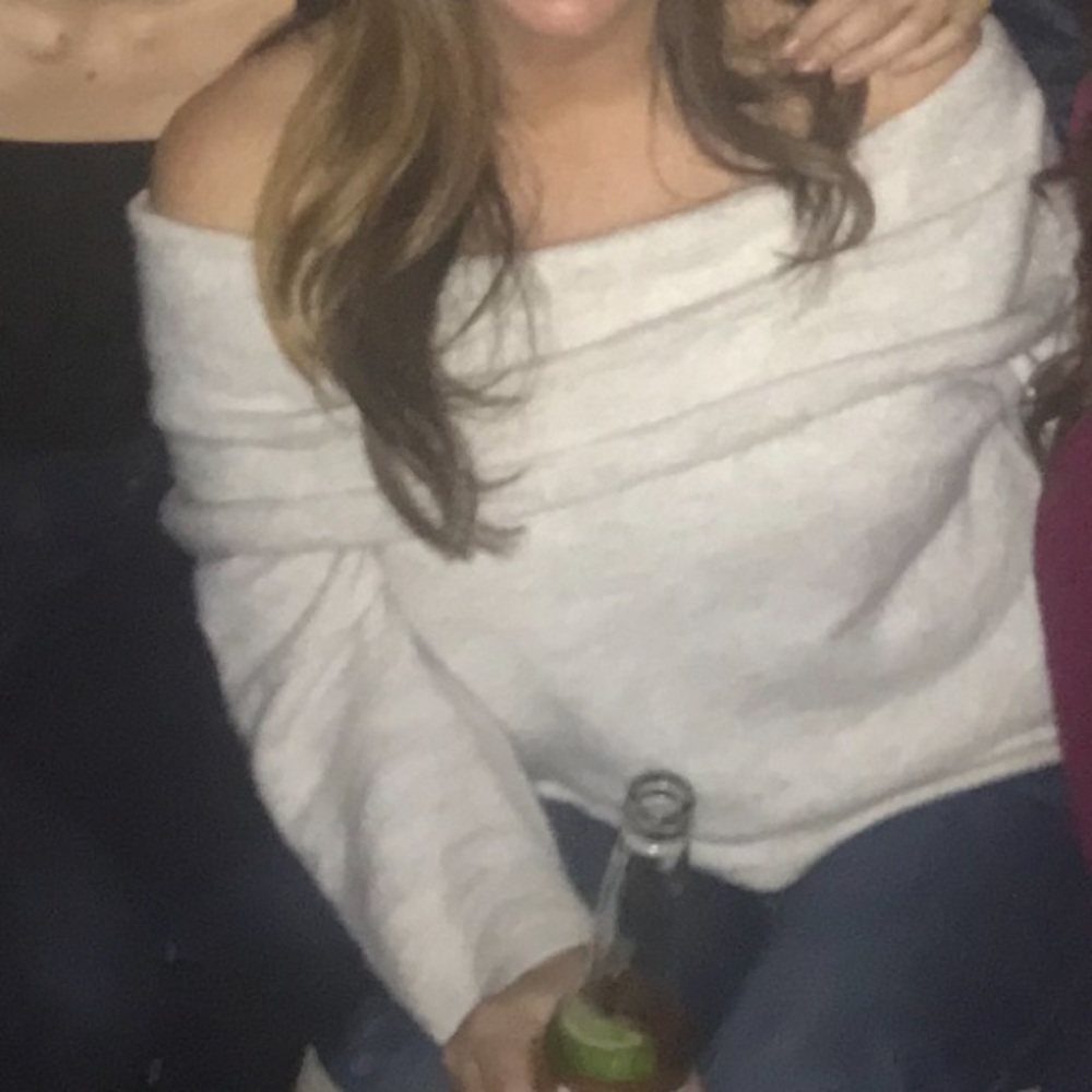 H&M long sleeve off the shoulder cream sweater